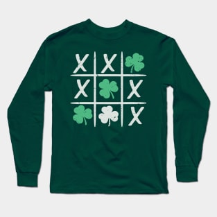 St Patrick's Day Tic-Tac-Toe Lucky Shamrock Long Sleeve T-Shirt